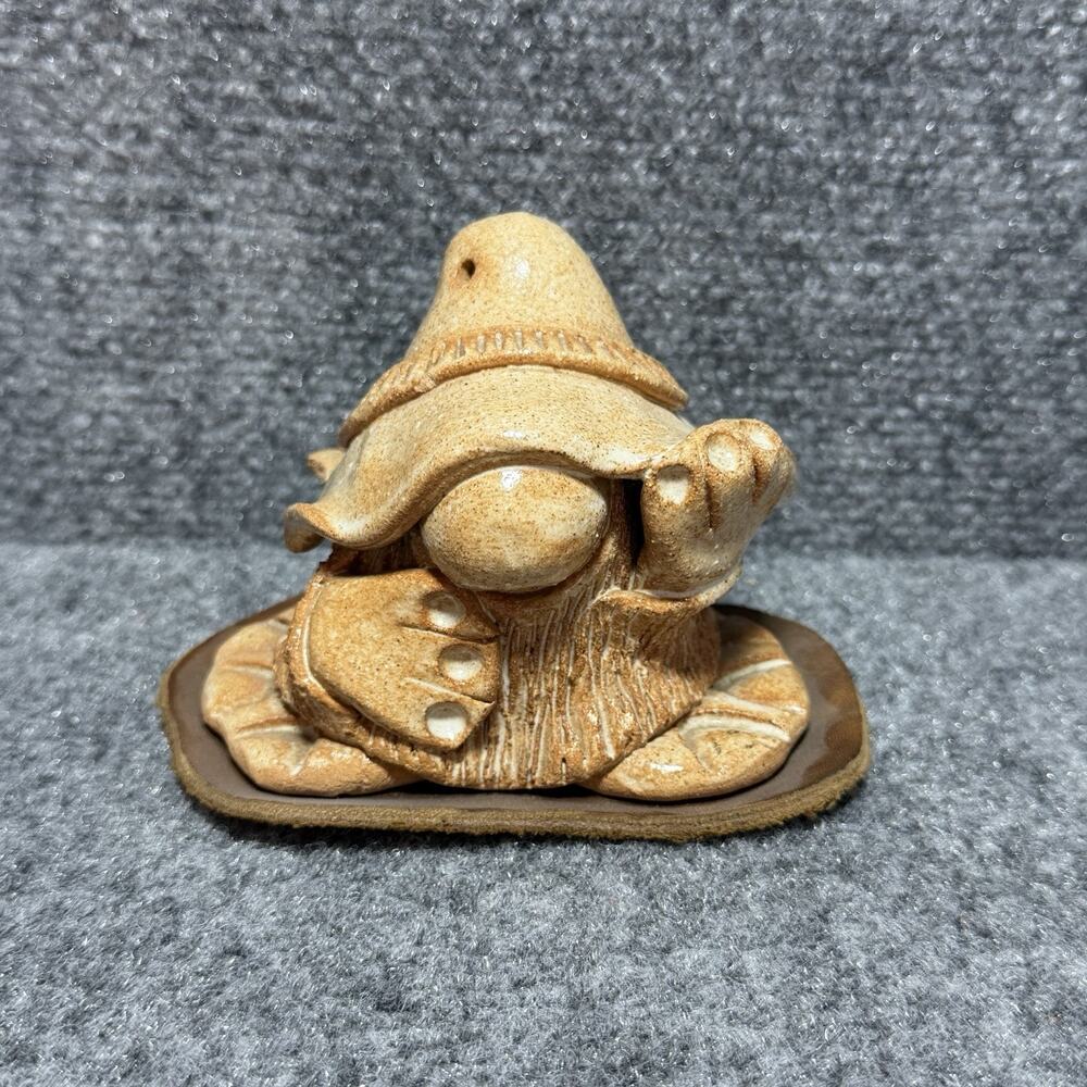 Handmade Terracotta Clay Gnome Sculpture Figure Signed Studio Art Pottery 4”